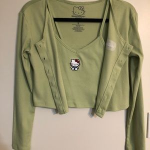 Women’s Hello Kitty Green Cardigan and Tank Set
